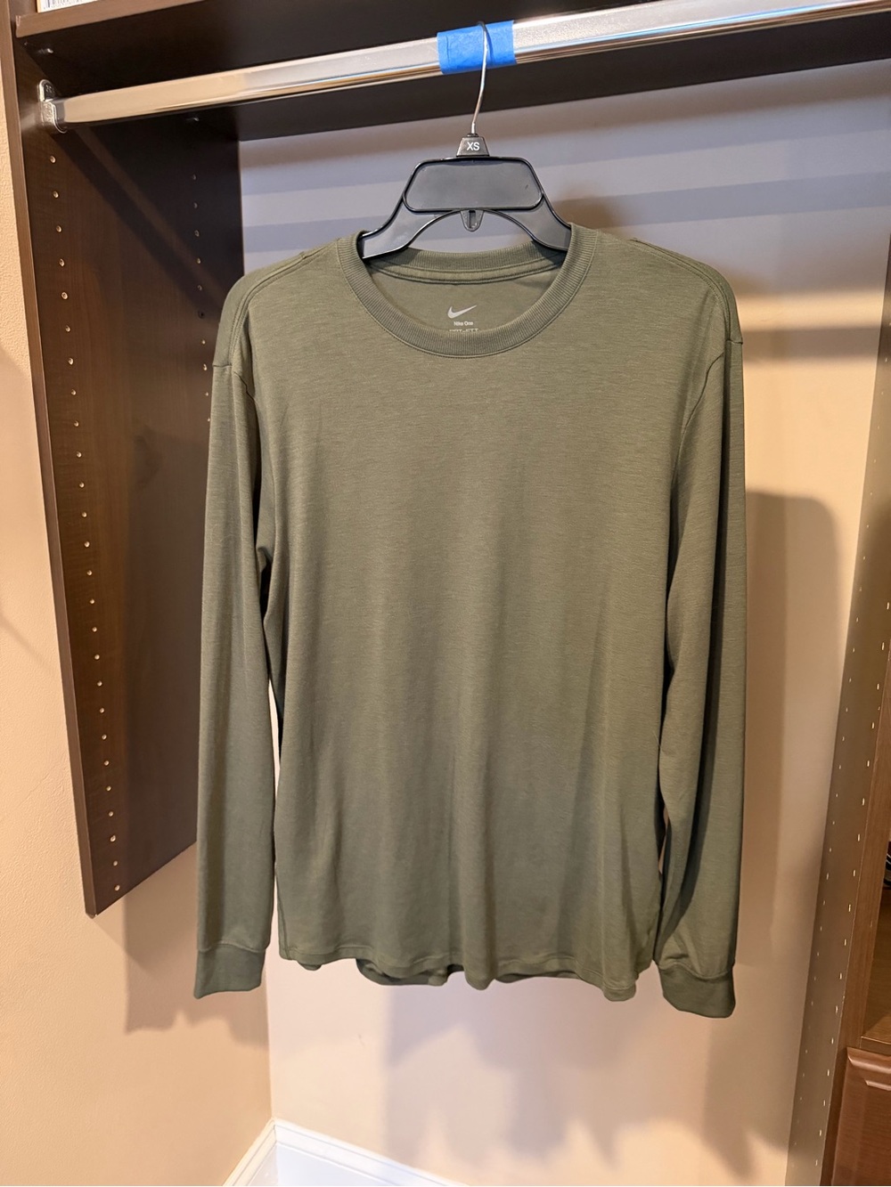 Nike Olive Long-Sleeve Crew Top